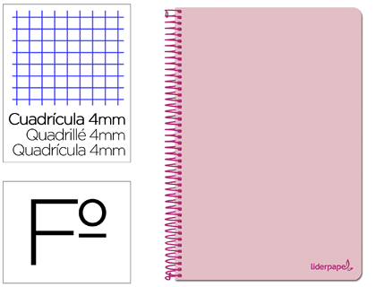 Cuaderno espiral Liderpapel Smart Folio tapa blanda 80h 60g c/4mm. color rosa